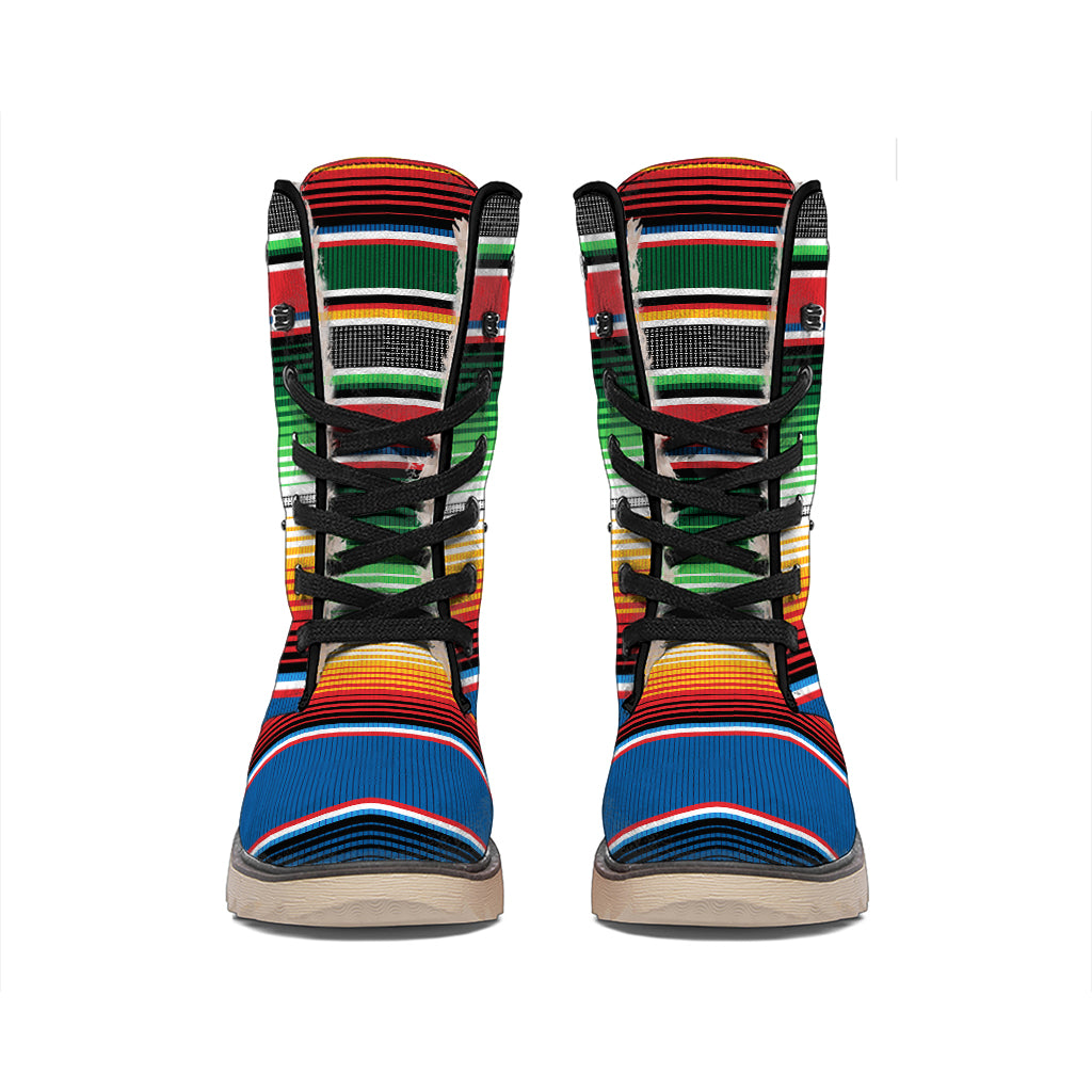 Vintage Mexican Blanket Pattern Print Winter Boots