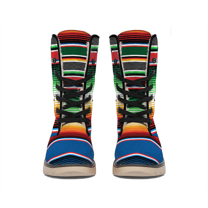 Vintage Mexican Blanket Pattern Print Winter Boots