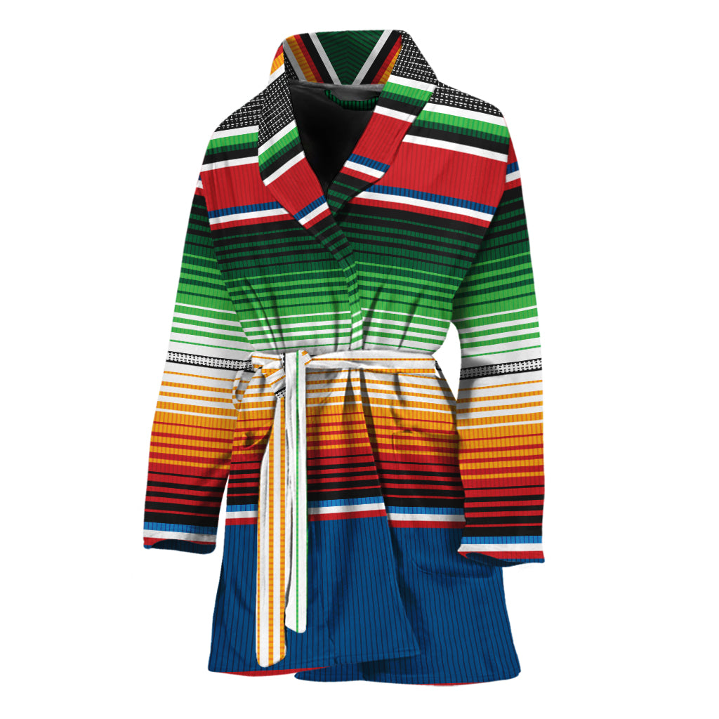 Vintage Mexican Blanket Pattern Print Women's Bathrobe