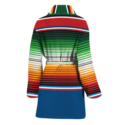Vintage Mexican Blanket Pattern Print Women's Bathrobe
