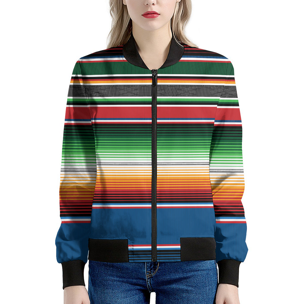 Vintage Mexican Blanket Pattern Print Women's Bomber Jacket