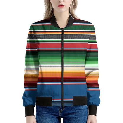 Vintage Mexican Blanket Pattern Print Women's Bomber Jacket