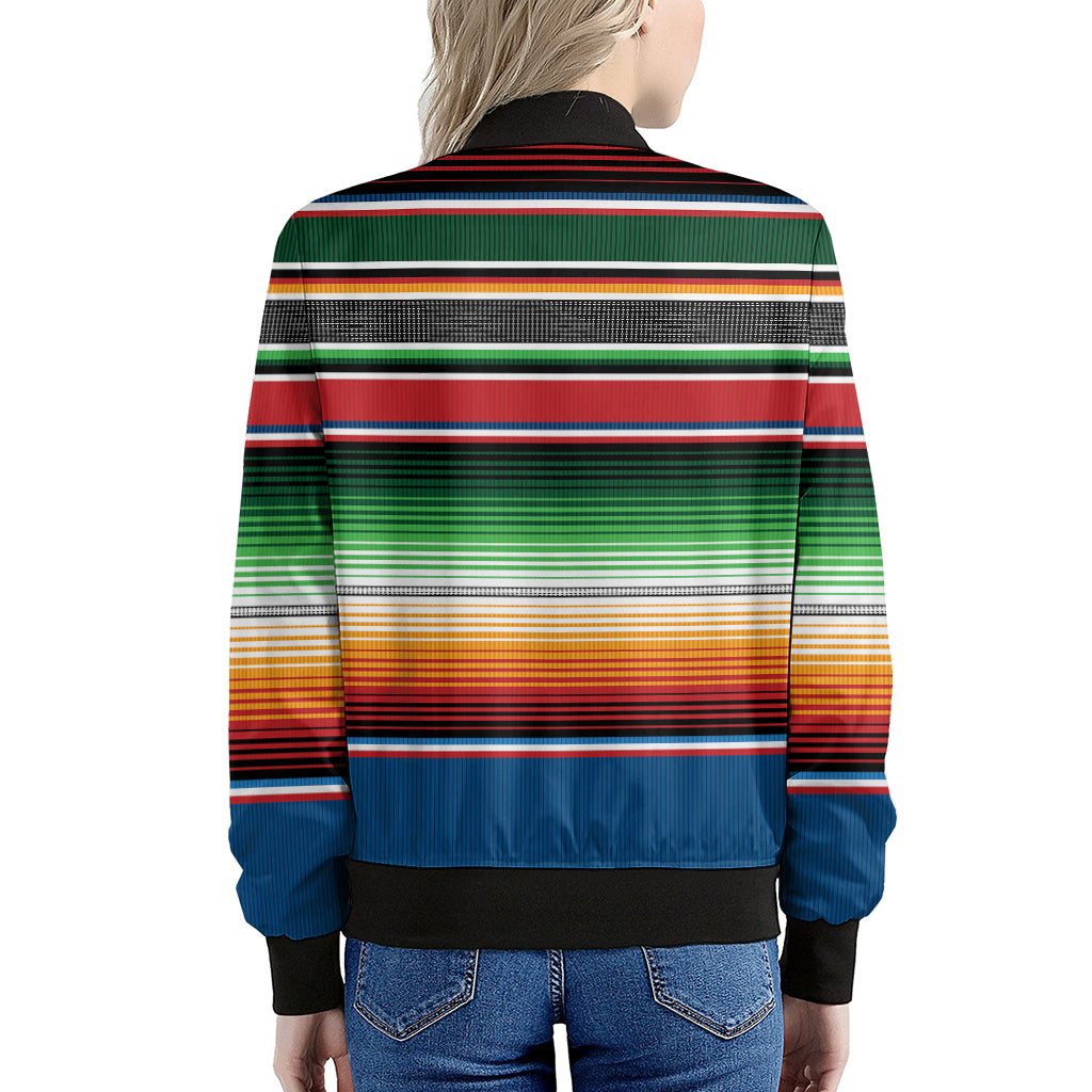 Vintage Mexican Blanket Pattern Print Women's Bomber Jacket