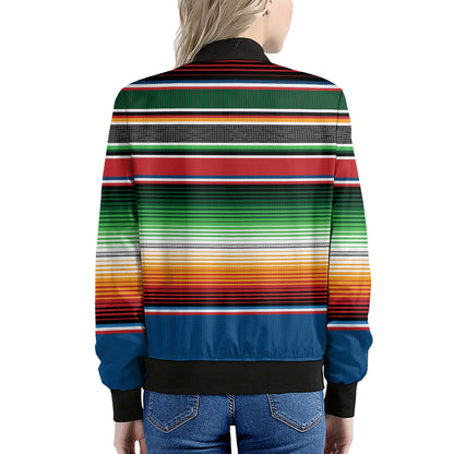 Vintage Mexican Blanket Pattern Print Women's Bomber Jacket