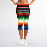 Vintage Mexican Blanket Pattern Print Women's Capri Leggings