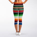 Vintage Mexican Blanket Pattern Print Women's Capri Leggings