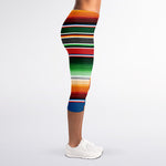 Vintage Mexican Blanket Pattern Print Women's Capri Leggings