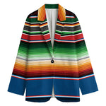 Vintage Mexican Blanket Pattern Print Women's Cotton Blazer