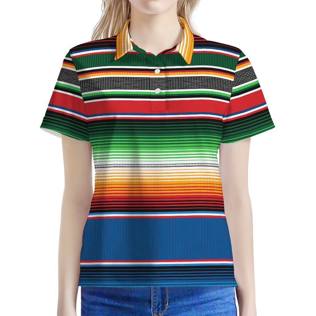 Vintage Mexican Blanket Pattern Print Women's Polo Shirt