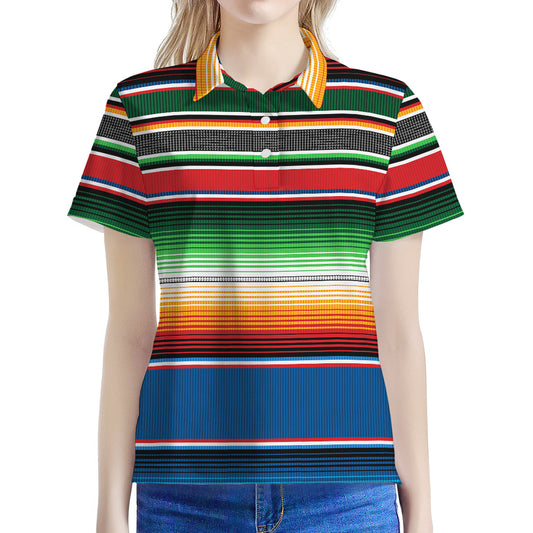 Vintage Mexican Blanket Pattern Print Women's Polo Shirt