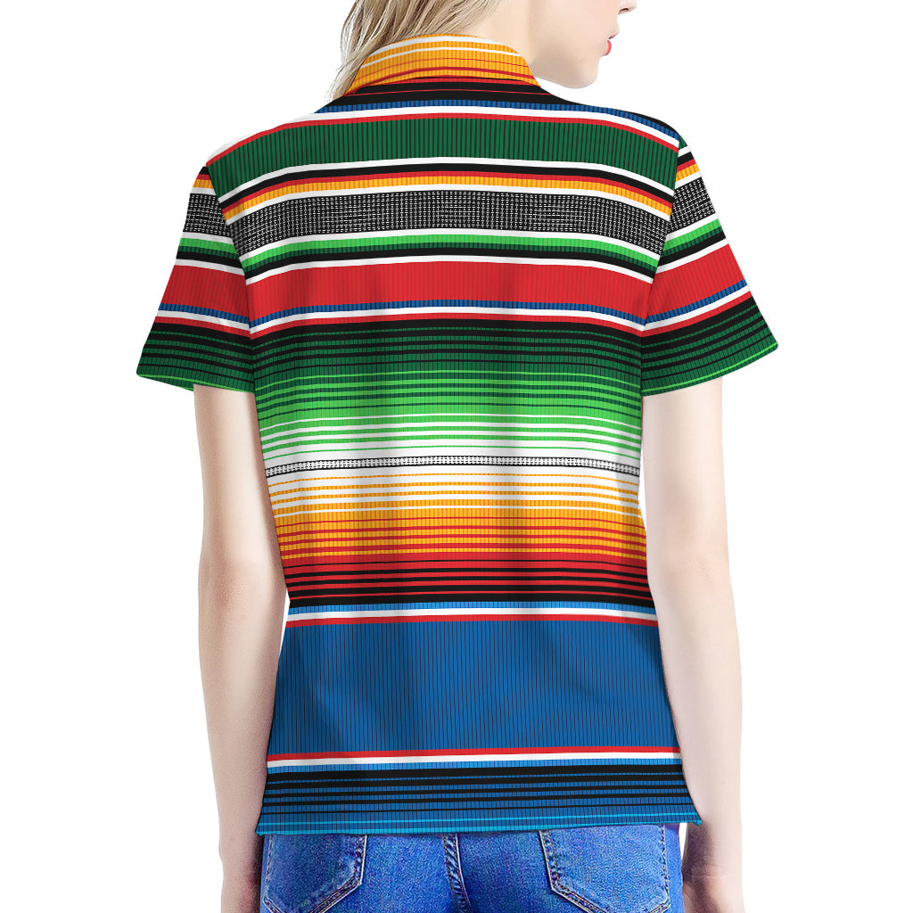 Vintage Mexican Blanket Pattern Print Women's Polo Shirt