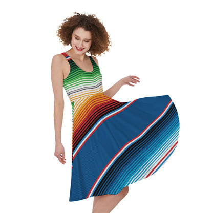 Vintage Mexican Blanket Pattern Print Women's Sleeveless Dress