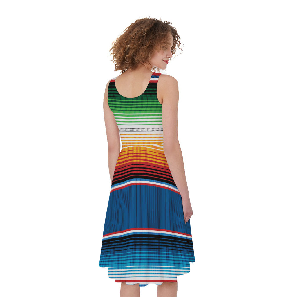 Vintage Mexican Blanket Pattern Print Women's Sleeveless Dress