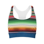 Vintage Mexican Blanket Pattern Print Women's Sports Bra