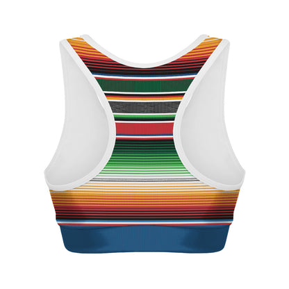 Vintage Mexican Blanket Pattern Print Women's Sports Bra