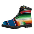 Vintage Mexican Blanket Pattern Print Padded Collar Lace Up Boots