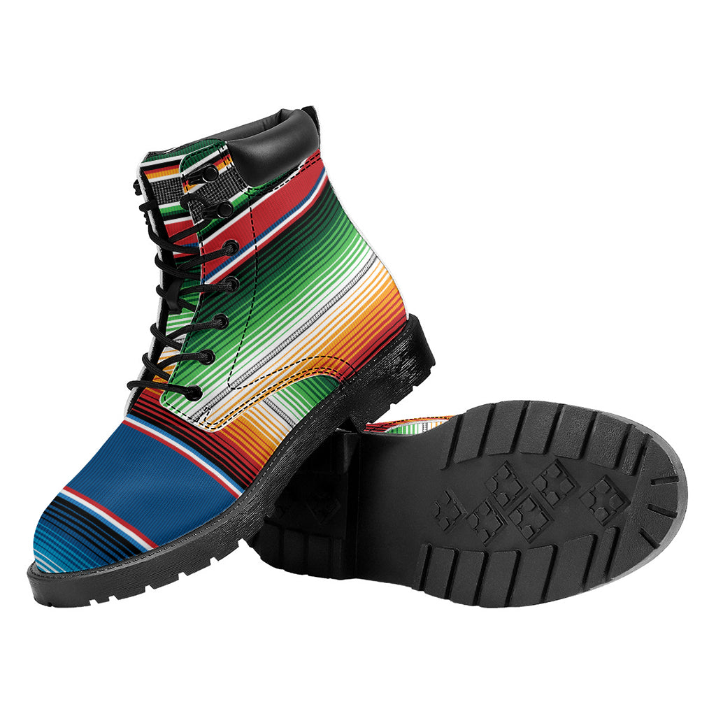 Vintage Mexican Blanket Pattern Print Work Boots