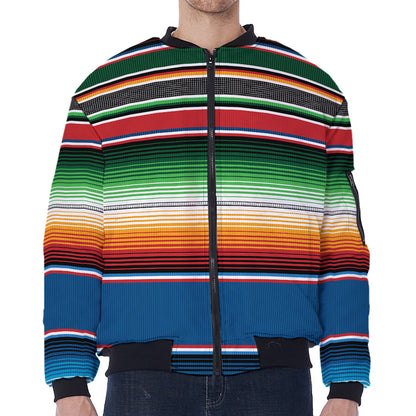Vintage Mexican Blanket Pattern Print Zip Sleeve Bomber Jacket