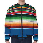Vintage Mexican Blanket Pattern Print Zip Sleeve Bomber Jacket