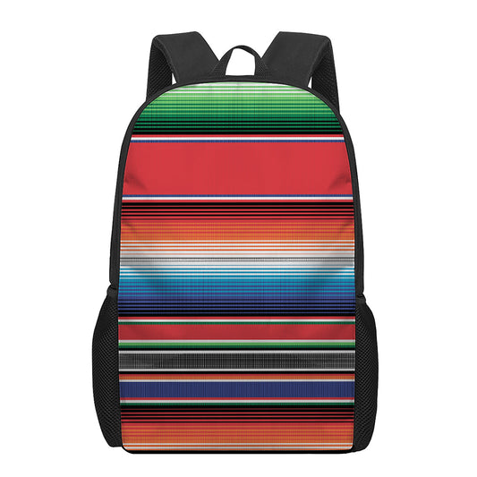 Vintage Mexican Serape Pattern Print 17 Inch Backpack