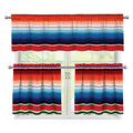 Vintage Mexican Serape Pattern Print 3 Piece Kitchen Curtains