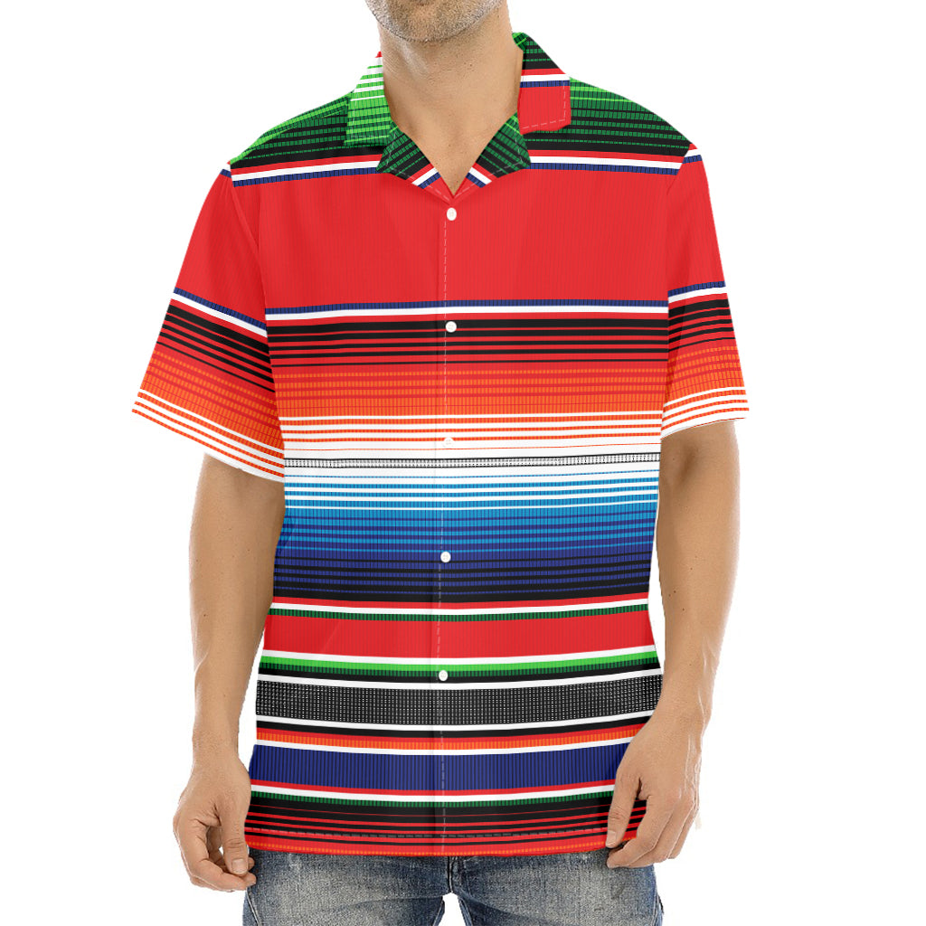 Vintage Mexican Serape Pattern Print Aloha Shirt