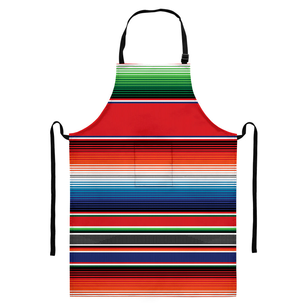 Vintage Mexican Serape Pattern Print Bib Apron With Pocket