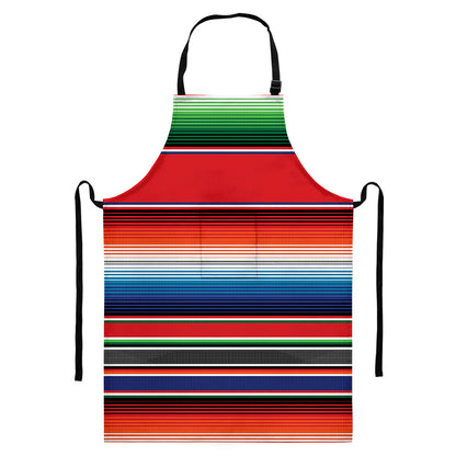 Vintage Mexican Serape Pattern Print Bib Apron With Pocket
