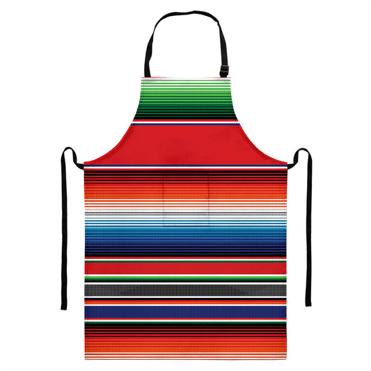 Vintage Mexican Serape Pattern Print Bib Apron With Pocket