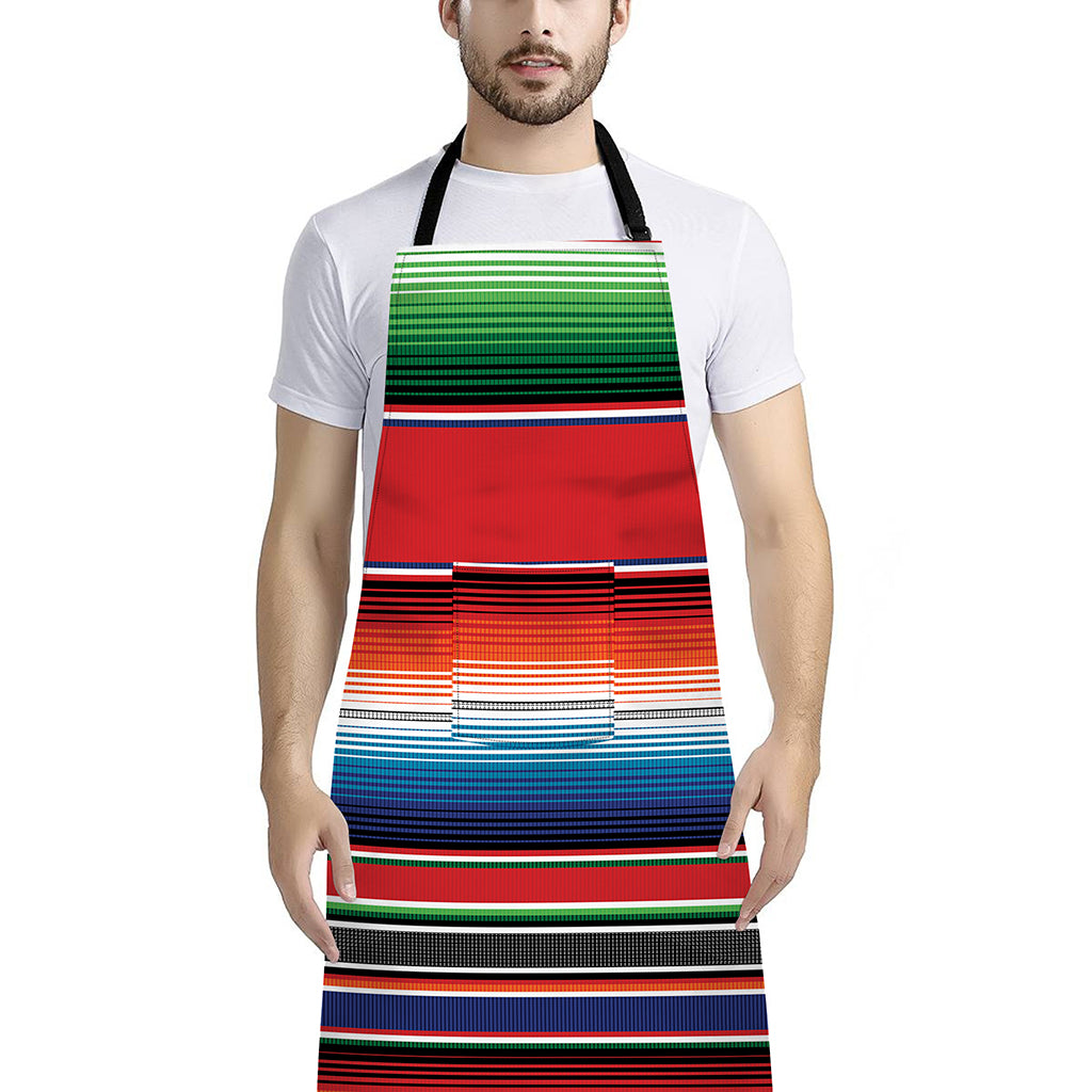 Vintage Mexican Serape Pattern Print Bib Apron With Pocket