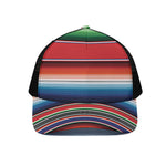 Vintage Mexican Serape Pattern Print Black Mesh Trucker Cap