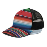 Vintage Mexican Serape Pattern Print Black Mesh Trucker Cap