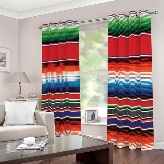 Vintage Mexican Serape Pattern Print Blackout Grommet Curtains