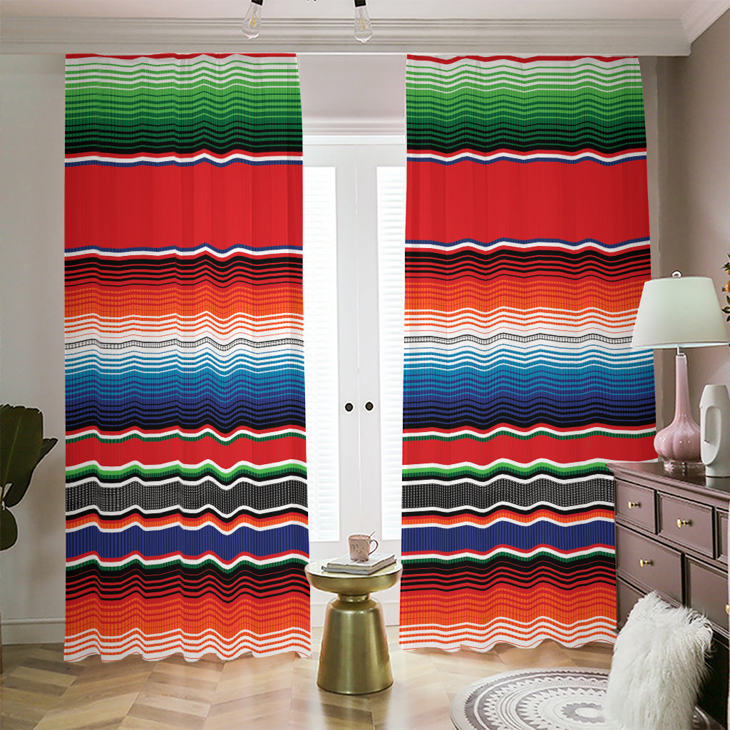 Vintage Mexican Serape Pattern Print Blackout Pencil Pleat Curtains