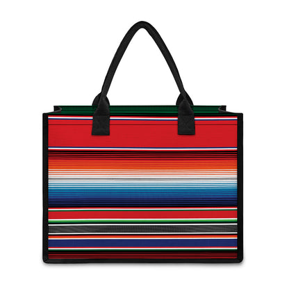 Vintage Mexican Serape Pattern Print Canvas Tote Bag