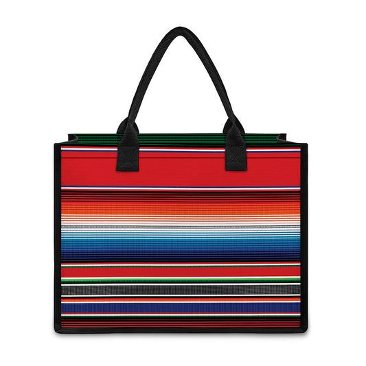 Vintage Mexican Serape Pattern Print Canvas Tote Bag