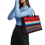 Vintage Mexican Serape Pattern Print Canvas Tote Bag