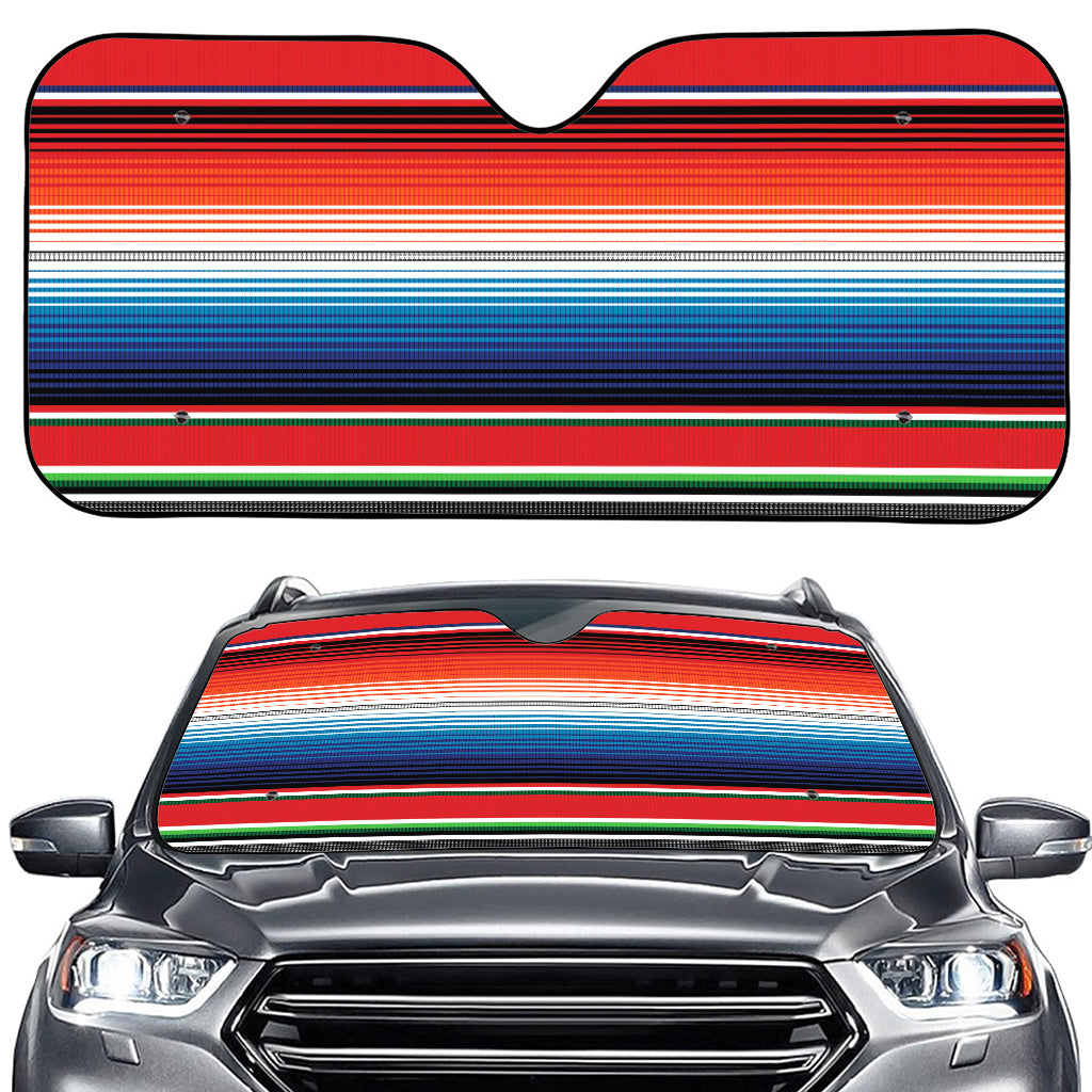 Vintage Mexican Serape Pattern Print Car Windshield Sun Shade