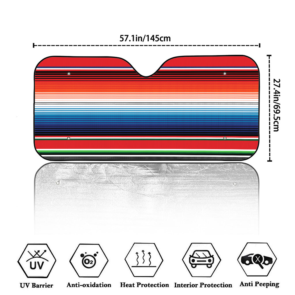 Vintage Mexican Serape Pattern Print Car Windshield Sun Shade