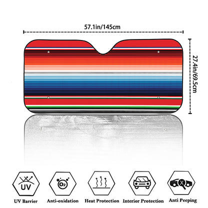 Vintage Mexican Serape Pattern Print Car Windshield Sun Shade