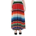 Vintage Mexican Serape Pattern Print Chiffon Maxi Skirt