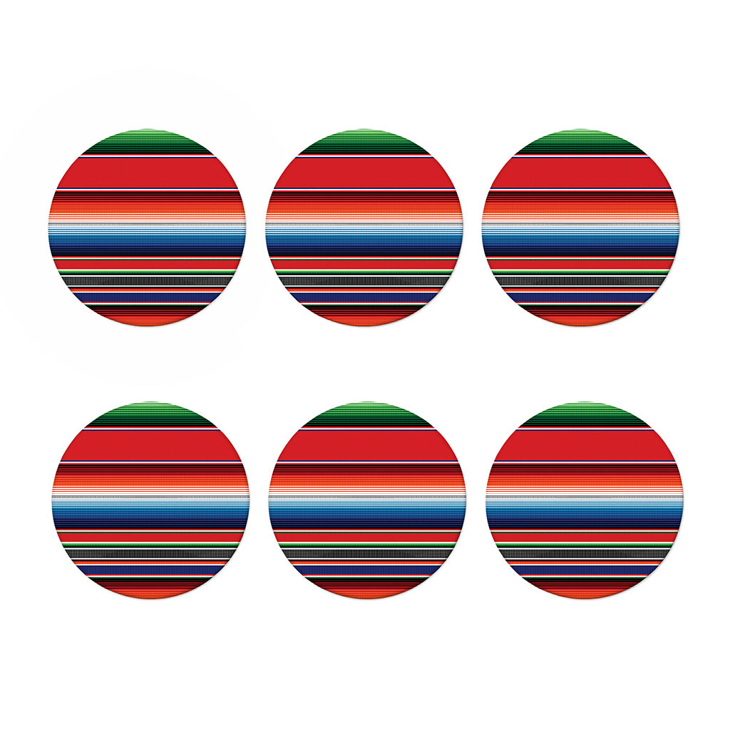 Vintage Mexican Serape Pattern Print Coaster Set