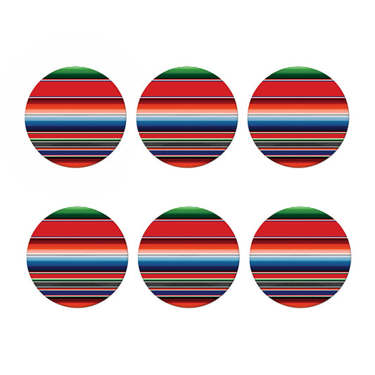Vintage Mexican Serape Pattern Print Coaster Set