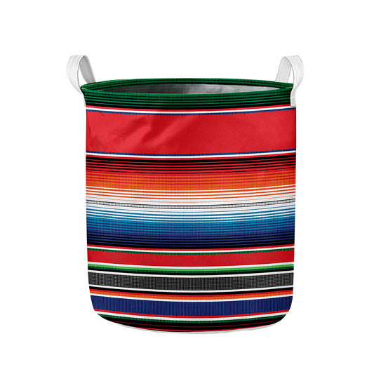 Vintage Mexican Serape Pattern Print Collapsible Laundry Basket
