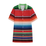 Vintage Mexican Serape Pattern Print Cotton Hawaiian Shirt