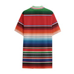Vintage Mexican Serape Pattern Print Cotton Hawaiian Shirt