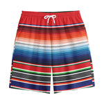 Vintage Mexican Serape Pattern Print Cotton Shorts