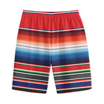 Vintage Mexican Serape Pattern Print Cotton Shorts