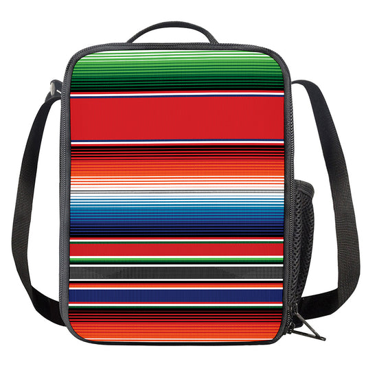Vintage Mexican Serape Pattern Print Crossbody Lunch Bag
