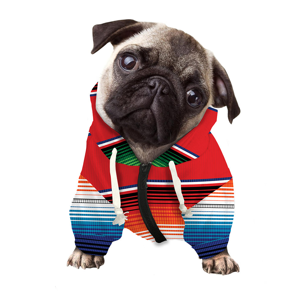 Vintage Mexican Serape Pattern Print Dog Zip Up Hoodie
